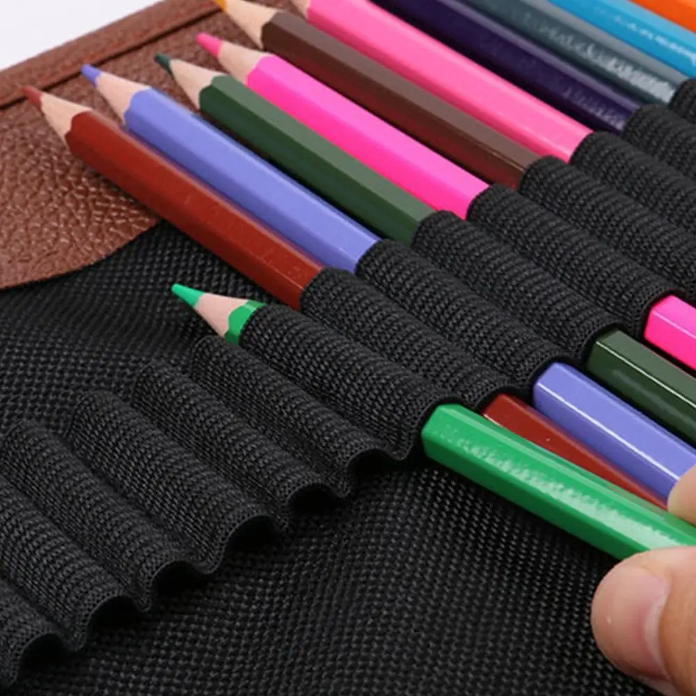 Hot 24/36/48/72 Holes Makeup Wrap Holder Roll Up Pen Bag Thick Canvas Pen Curtain Stationery Organizer School Office Supplies 5