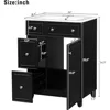 24 Inch Bathroom Sink, Standalone Single Basin Sink Set with Two Drawers and One Door, Modern Solid Wood Bathroom Cabinet 2
