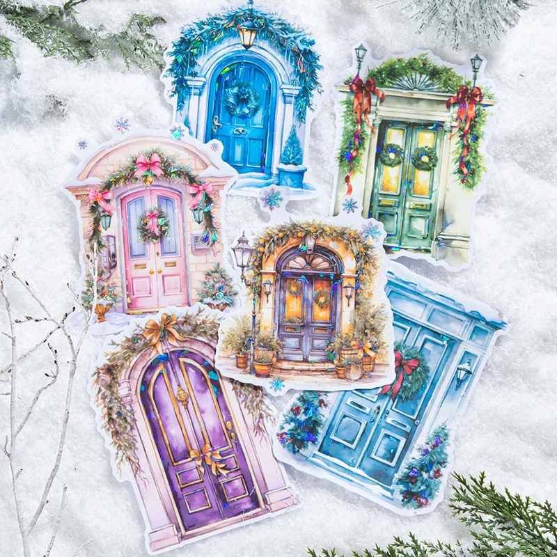 

6packs/LOT Snowy outside the door series markers photo album decoration paper masking washi sticker