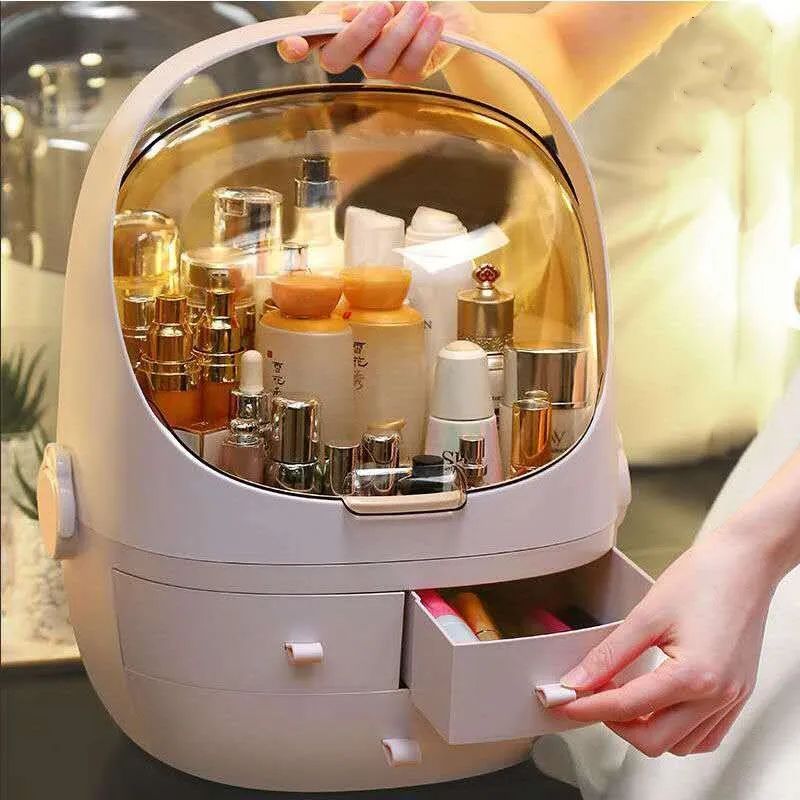 Large Capacity Cosmetic Storage Box Bathroom Desktop Beauty Makeup Organizer Skin Care Storage Drawer Waterproof Dustproof 2