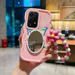 Cartoon Butterfly Phone Case Set with Lanyard and Stand for HONOR 400 Pro (Pink)