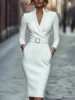 Autumn French high-end temperament celebrity small fragrant style waist dress for women