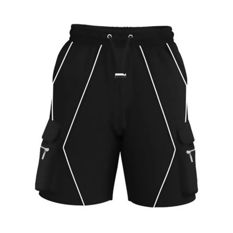 Overalls Shorts Solid Color Outer Wear Trend Pants Men's Tide Brand Sports Pants Casual Five Points Multi-pocket