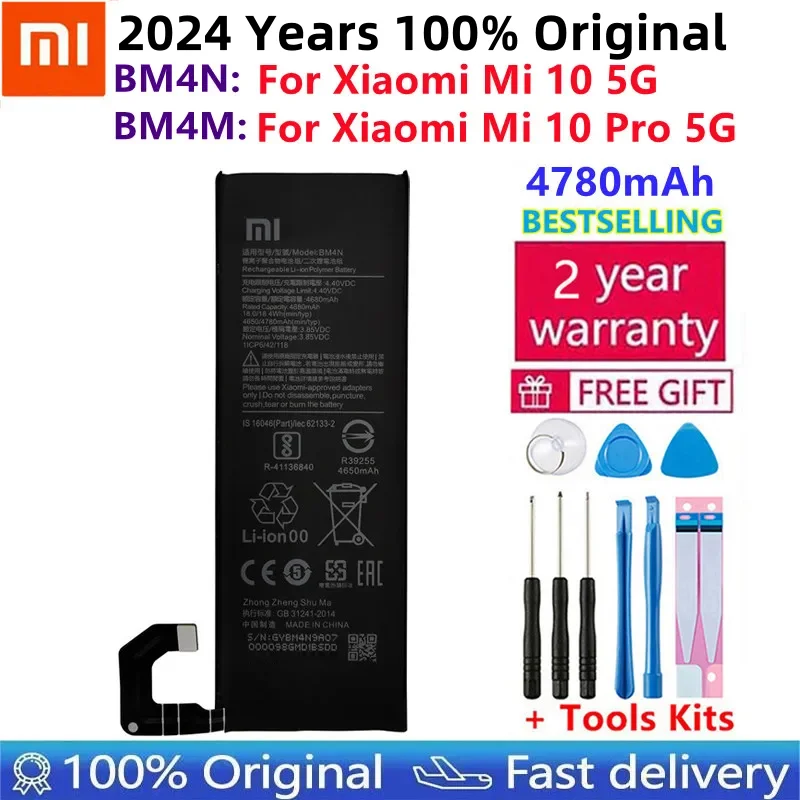 Original Replacement Battery BM4M BM4N For Xiaomi Mi 10 Pro 5G Xiaomi 10Pro Mi10 5G Genuine Phone Bateria Batteries +Gift Tools starveitu battery original for doogee x95 pro replacement batteries rechargeable li polymer bateria 4350mah tested repair tools