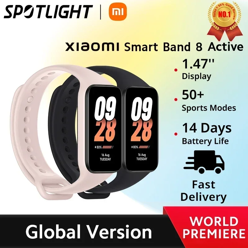  [World Premiere]Global Version Xiaomi Smart Band 8 Active 1.47" Display 5ATM Waterproof Heart Rate Monitor 50+ Sport Modes 