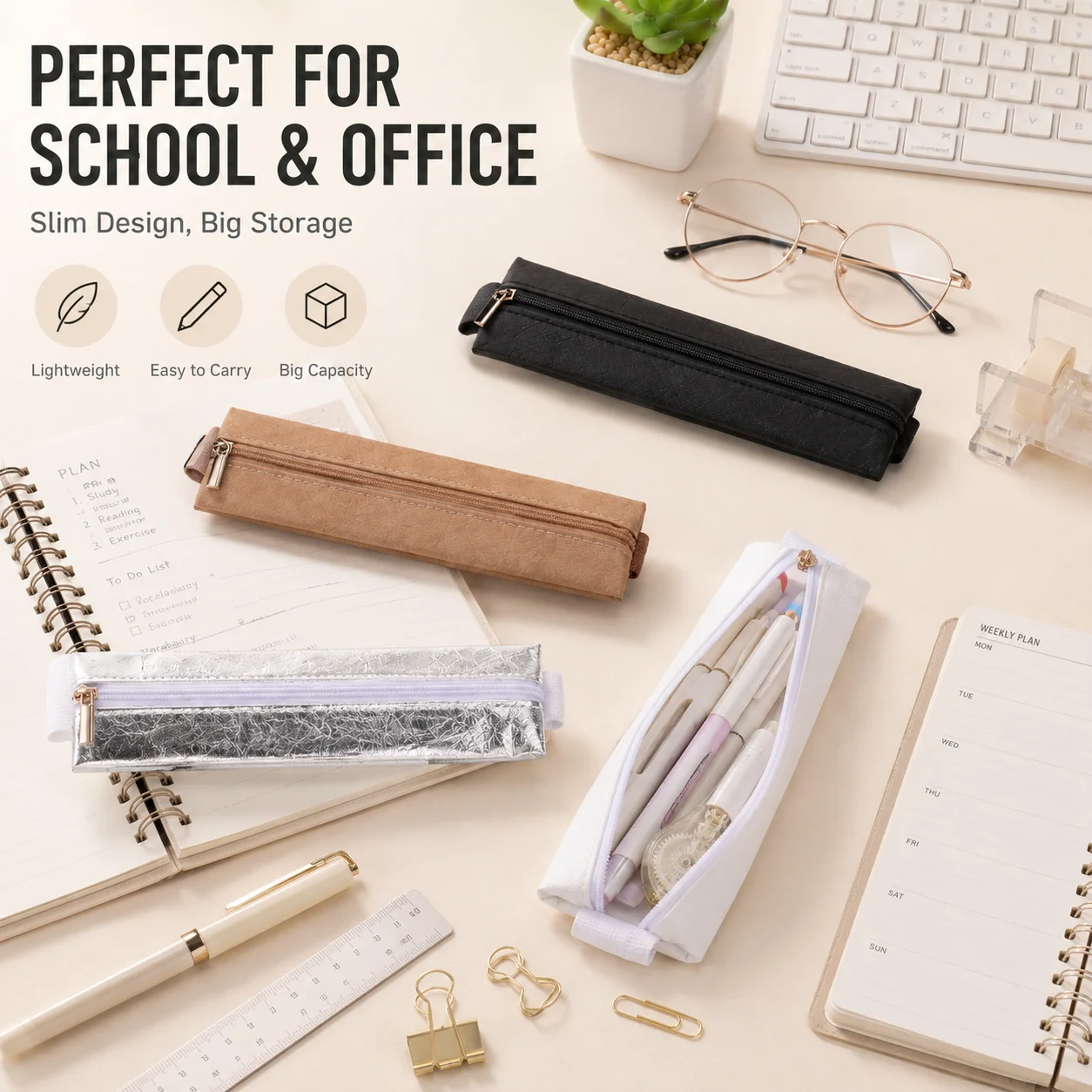 Elegant Striped Pencil Case - Portable Stationery Organizer and Desktop Decoration, Perfect Exquisite Gift