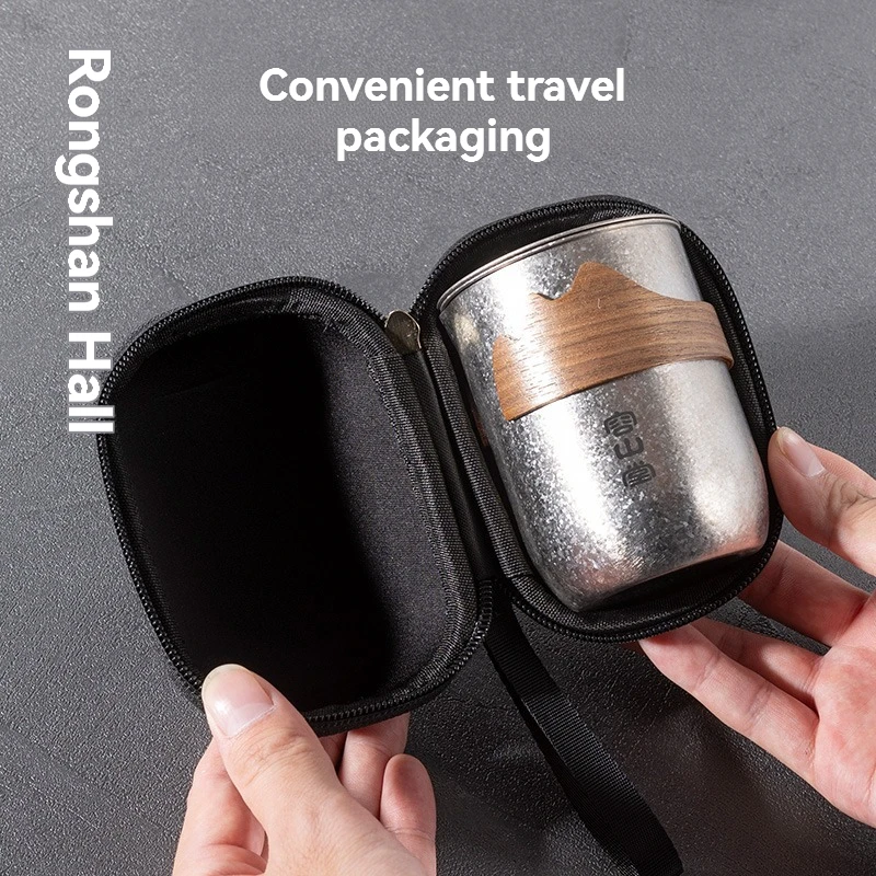 Rongshantang pure titanium travel tea set portable quick cup one pot one cup teapot travel tea outdoor set