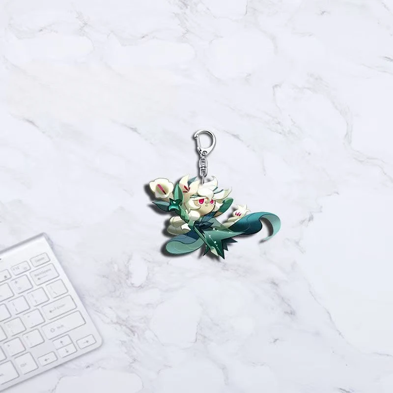 Game Chibis Cartoon Keychains for Accessories Bag Shadow Milk Pure Vanilla Mystic Flour Candy Apple Cookie Keyrings Kids Gift 4