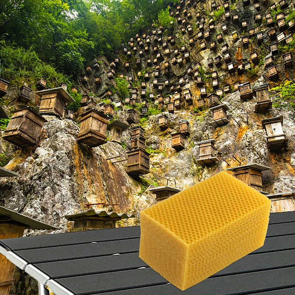30Pcs Natural Beeswax Sheets Beehive Foundation 9&times;13.2cm Beeswax Hand-rolled Candles Beekeeping-Supplies Yellow beekeeping tools beekeeping accessories natural beeswax