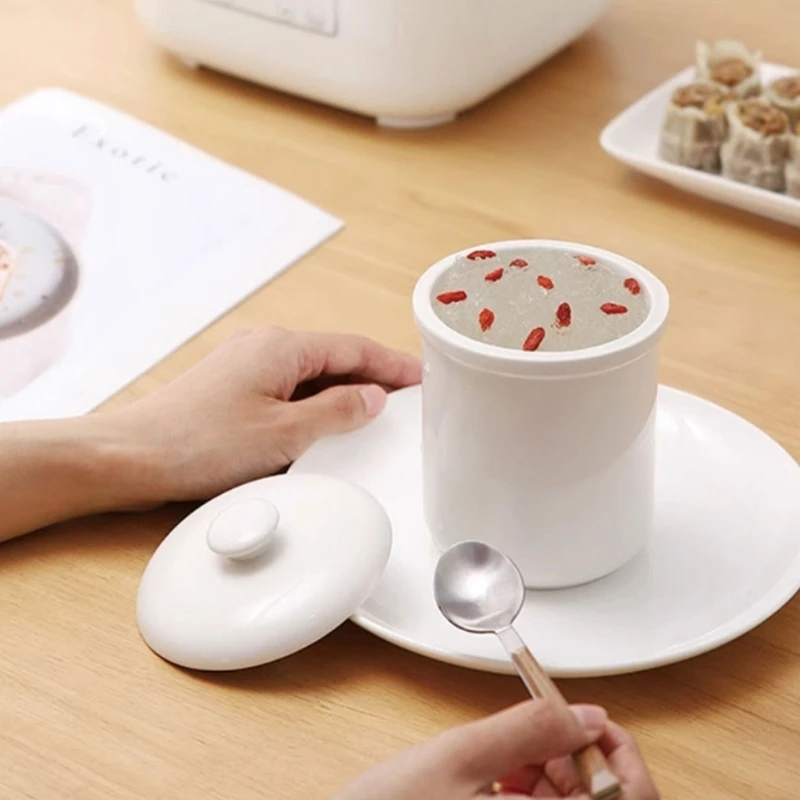 1L Ceramic Stew Pots Electric Porridge Soup Cooker with Touch Control Small Slow Cooker Suitable for Healthy Cooking