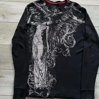 90s Affliction T shirt Hip Hop Round Neck Oversized Long sleeved T shirt New  Mens Womens Casual Gothic Clothing Tops Streetwear - Image 2