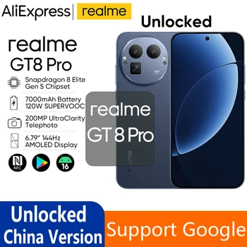 Unlocked Realme GT 8 Pro Mobile Phone Snapdragon 8 Elite Gen 5 OTA 6.79" AMOLED 200.0MP 7000mAh 120W Charge IP69 Waterproof