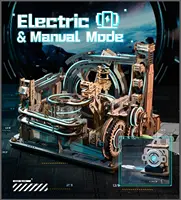 Robotime Rokr Electric Model Kits Marble Spaceport 3D Puzzles Brain Teaser Wooden Puzzles Building Toy Gifts for Men/Women/Teens 3