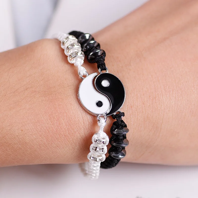 María Puerto Inadecuado Pulseras de Tai Chi Yin Yang para parejas, colgante de aleación, pulsera de  cadena trenzada ajustable, pulseras de amantes a juego, joyería informal _  - AliExpress Mobile