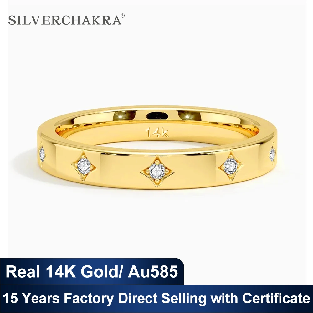 14K Yellow Gold Couple Rings Full Circle Moissanite Diamond Luxury Wedding Band Unisex Ring for Both Men and Women Wedding Bands 1