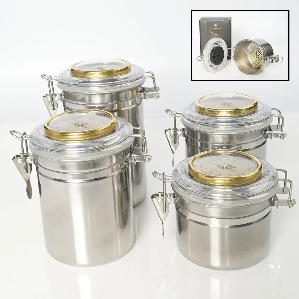Stainless steel moisturizing jar with thermometer display moisturizing sheet for storing tobacco cigars savings jar gift box tobacco humidor jar