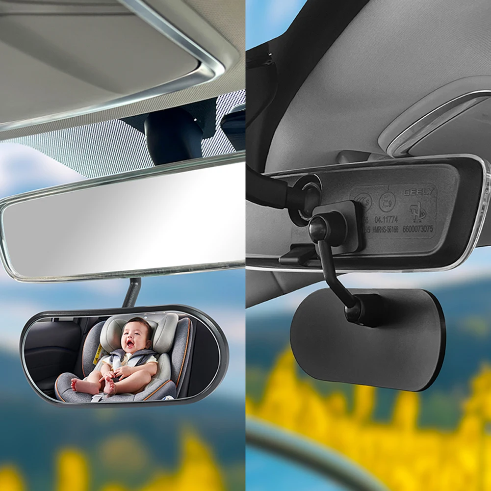 360° Adjustable Baby Car Mirror, Wide Angle Backseat Monitor with 220R Curved Surface