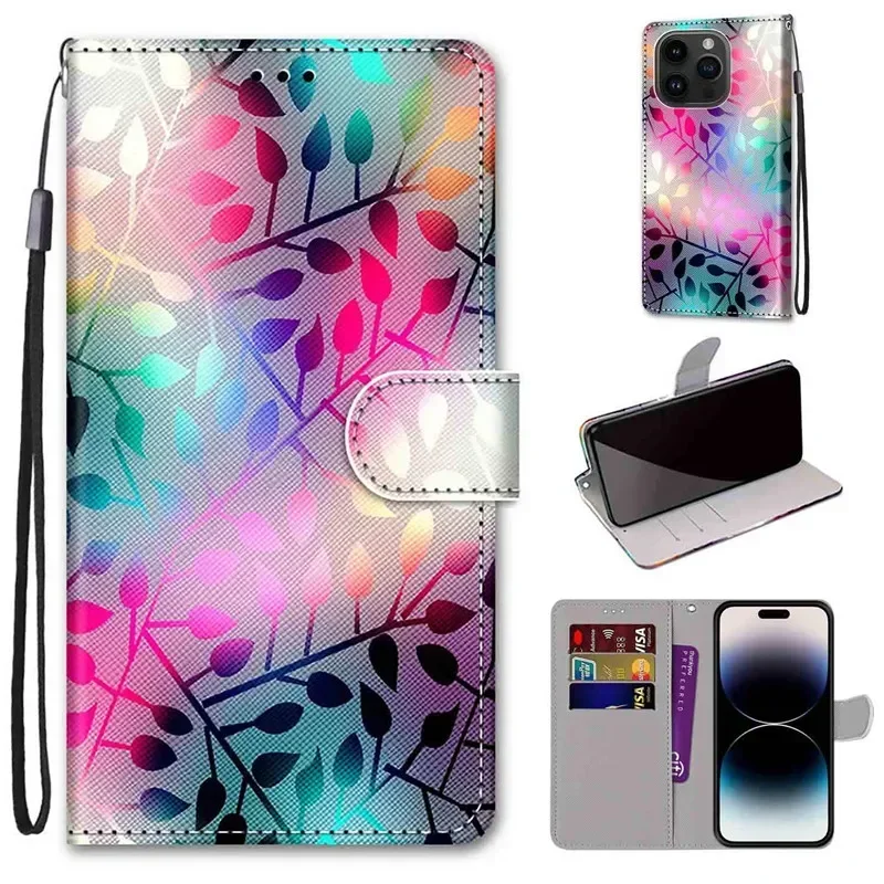 Leather Magnetic Flip Wallet Case – Painted Design