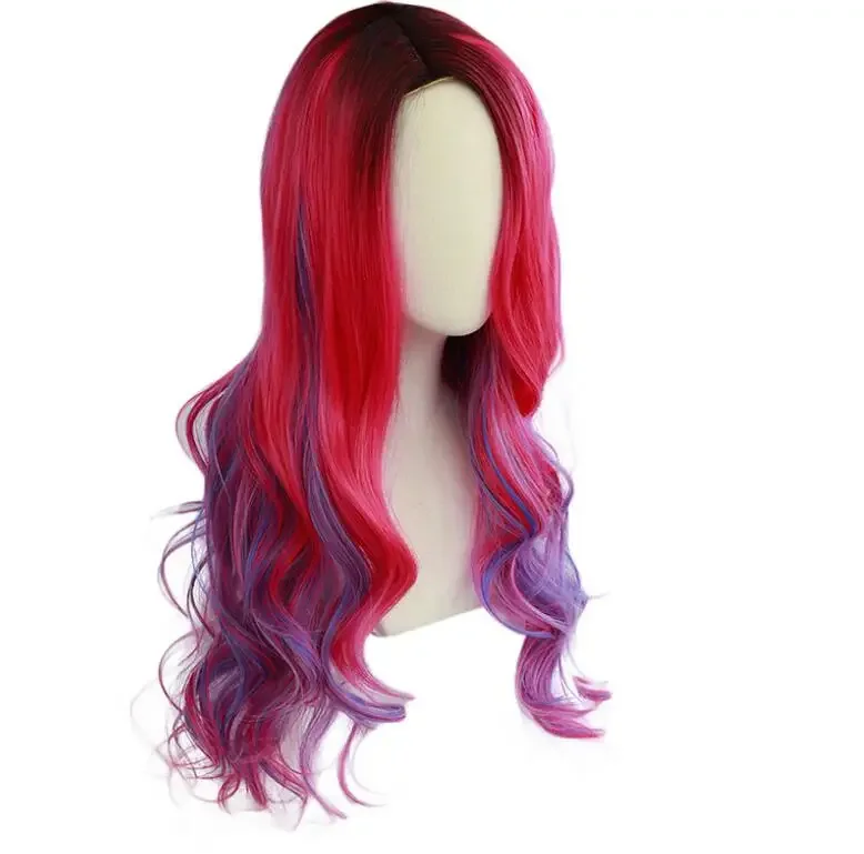 

Cosplay Anime Women Audrey Long Wig Descendants 3 Costume Mixed Colors Heat Resistant Movies Hair Adult Curly Wigs