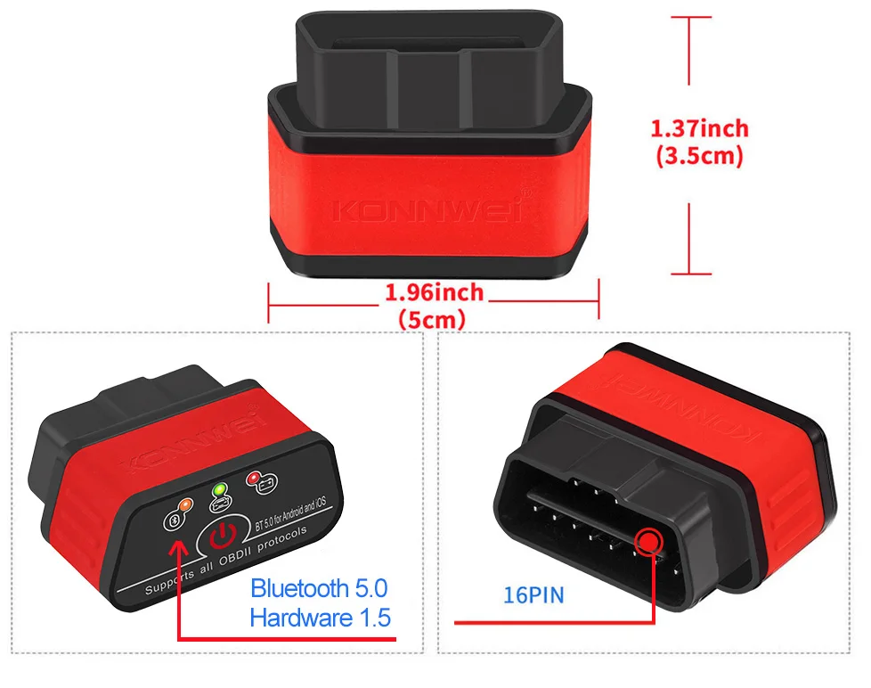 Bluetooth 5.0, ELM327, KW903, V 1,5, PIC18f25k80, OBD 2, IOS, Telefone Android