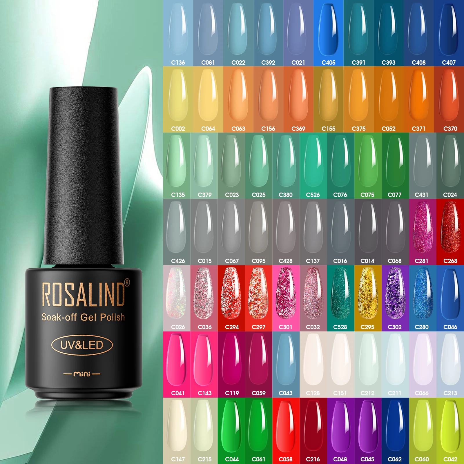 

ROSALIND Mini Gel Nail Polish Shiny Platinum Gel Polish Black Bottle Bright For Nail Art Design LED/UV Lamp