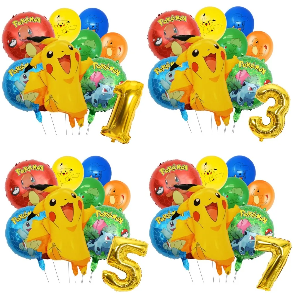 

9pcs/set Pokemon Theme Balloons Boys Girls Birthday Decoration Pikachu 32inch Number Balloon Kids Inflatable toy Party Supplies