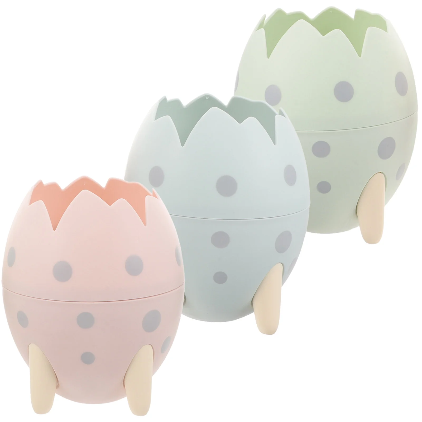 3 Pcs Lipstick Holder Dinosaur Egg Pen Adorable Plastic Brush Case Lovely Container Student