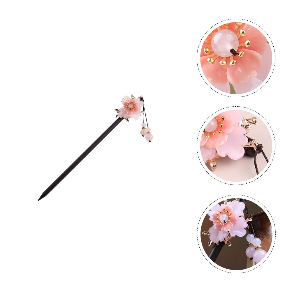 

Peach Blossom Wooden Hair Clasp Colleague Gifts Retro Clip Worker Chopstick Hairpin Copper Folk-custom Antiquing