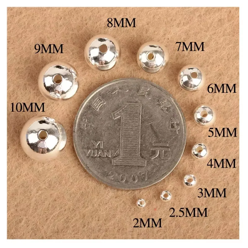 2-8mm Stainless Steel Beads for Jewelry Making Loose Spacer Beads Ball Hole 1-1.5mm for Bracelets Jewelry Components DIY Golden