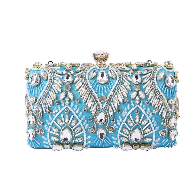 

Blue Handbag Women's Diamond Dinner Party Bag New Style Rhinestone Handheld Evening Banquet Handbag Shoulder Bag