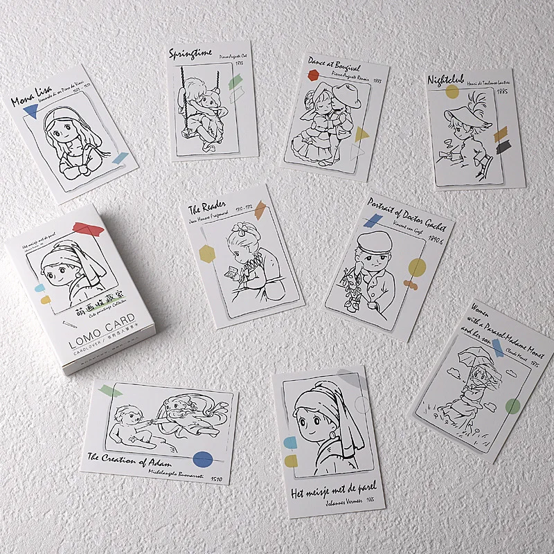 27/28pcs Cartoon Business Cards Birthday Hand Drawn Postcard MINI Message Card Flowers Envelope Postcards Student Stationary