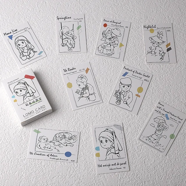 27/28pcs Cartoon Business Cards Birthday Hand Drawn Postcard MINI Message Card Flowers Envelope Postcards Student Stationary A