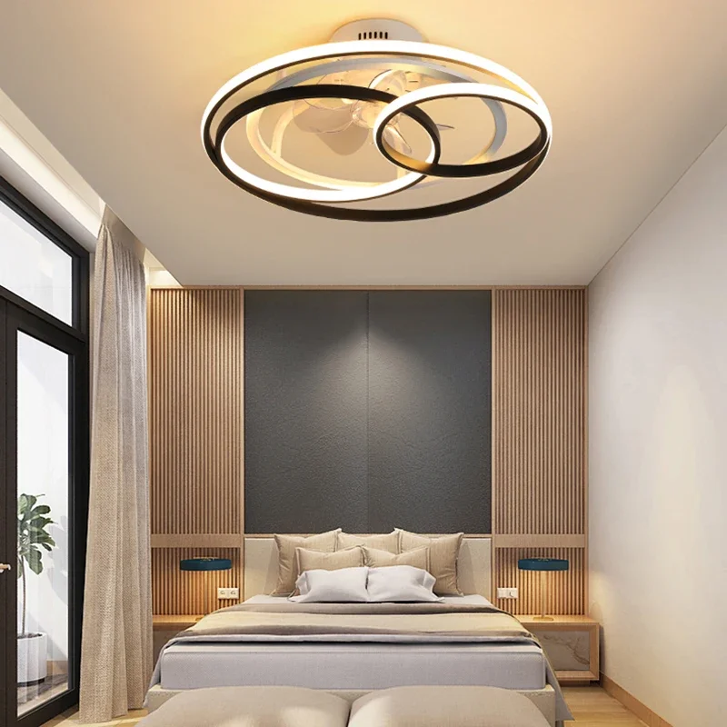 

ceiling fan with led lights home decoration Modern minimalist design Aluminum lamps Bedroom study children's restaurant SANDYHA