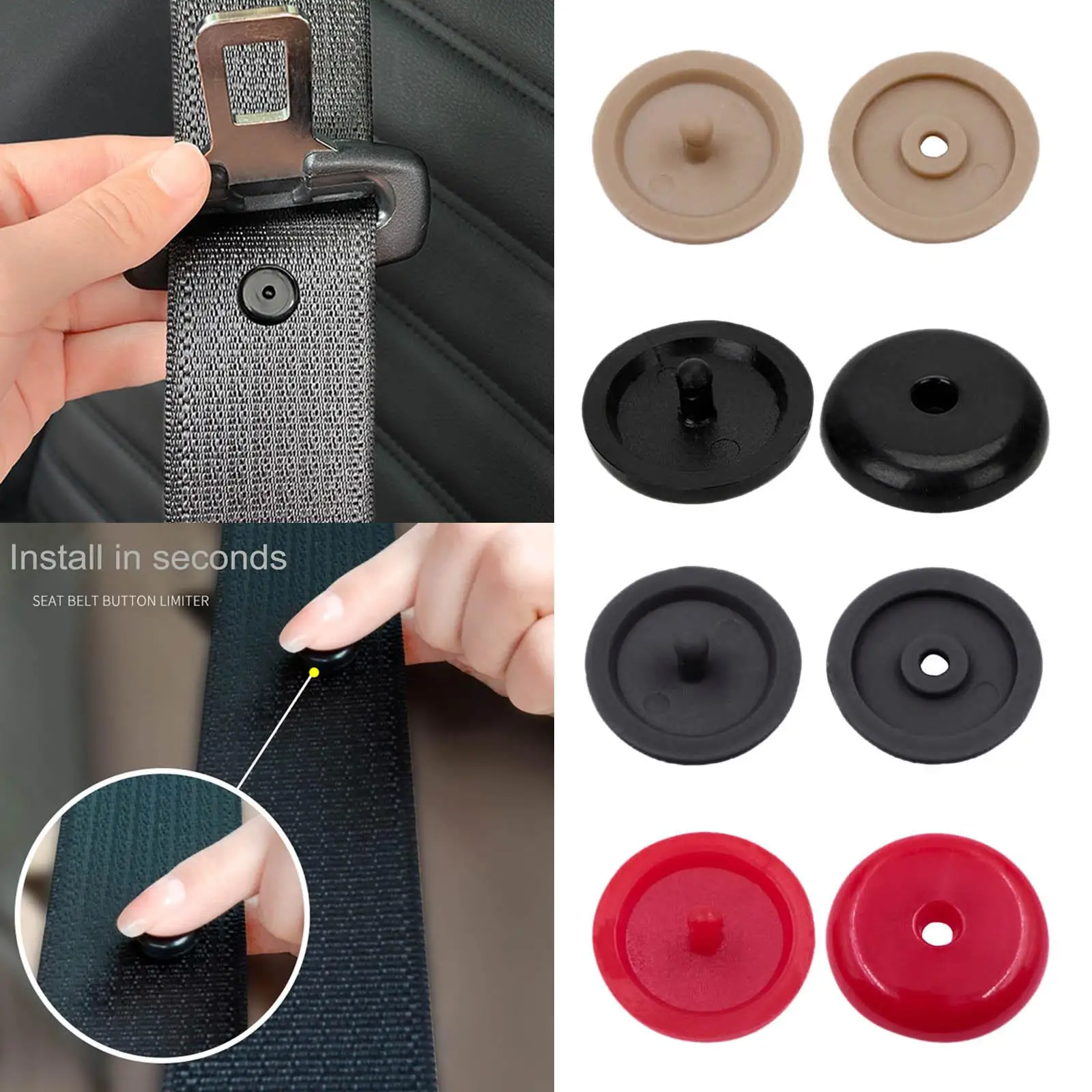 Seat Belt Stop Buttons Prevent Seat Belt Buckle from Sliding Down 10 Pairs Seatbelt Stopper Kit