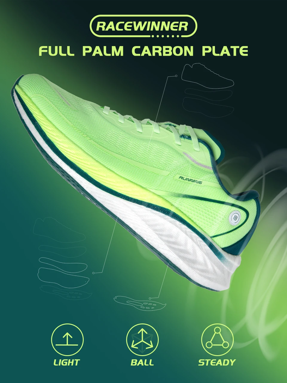 Baasploa Männer Sport Schuhe Outdoor Professionelle Carbon Platte Jogging Turnschuhe Männlichen atmungsaktive Polsterung Anti-slip Laufschuhe – Detail 3