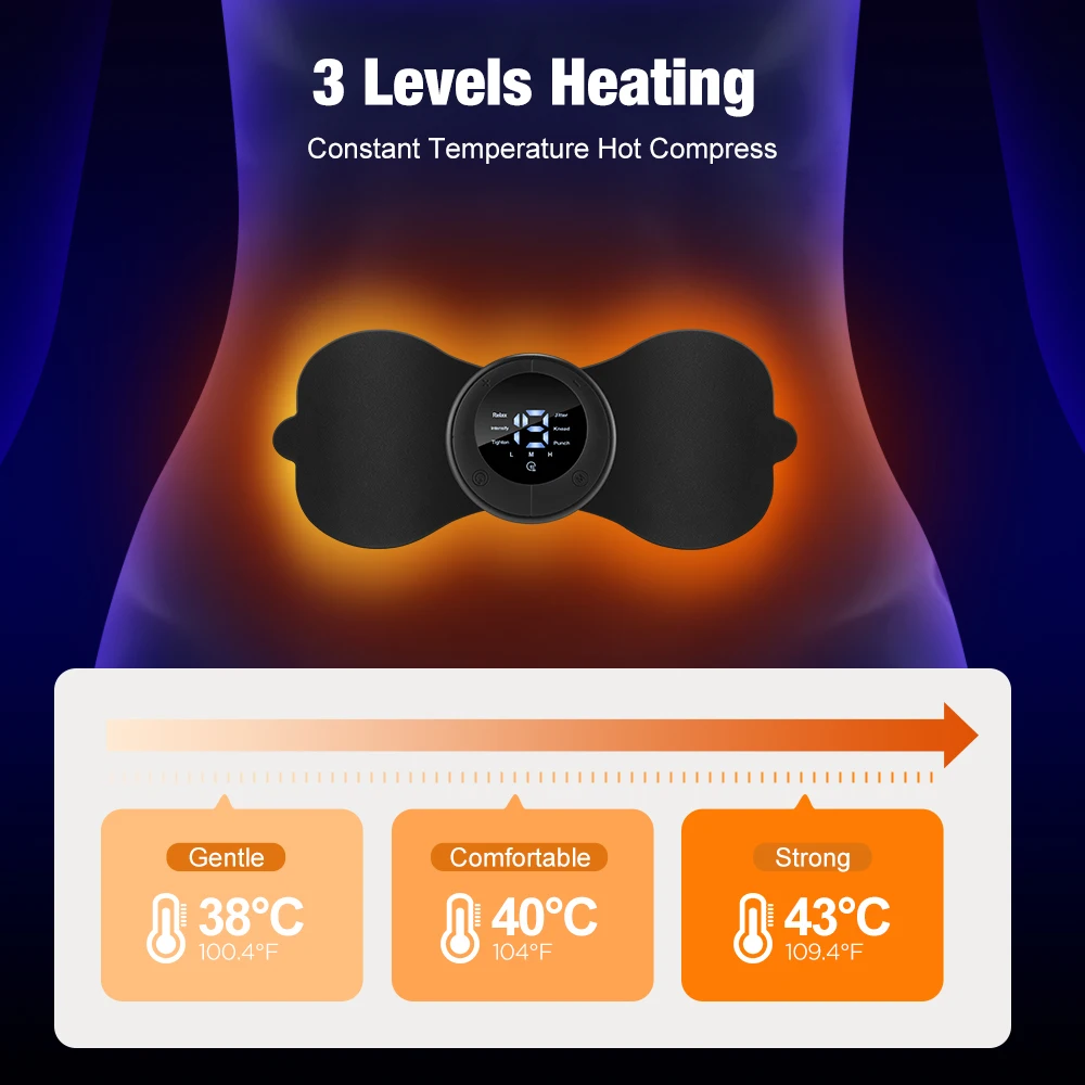 Wireless Heating Muscle Stimulator Electric Cervical Neck Massager Low Frequency 6 Modes Massage Pad for Body Relax