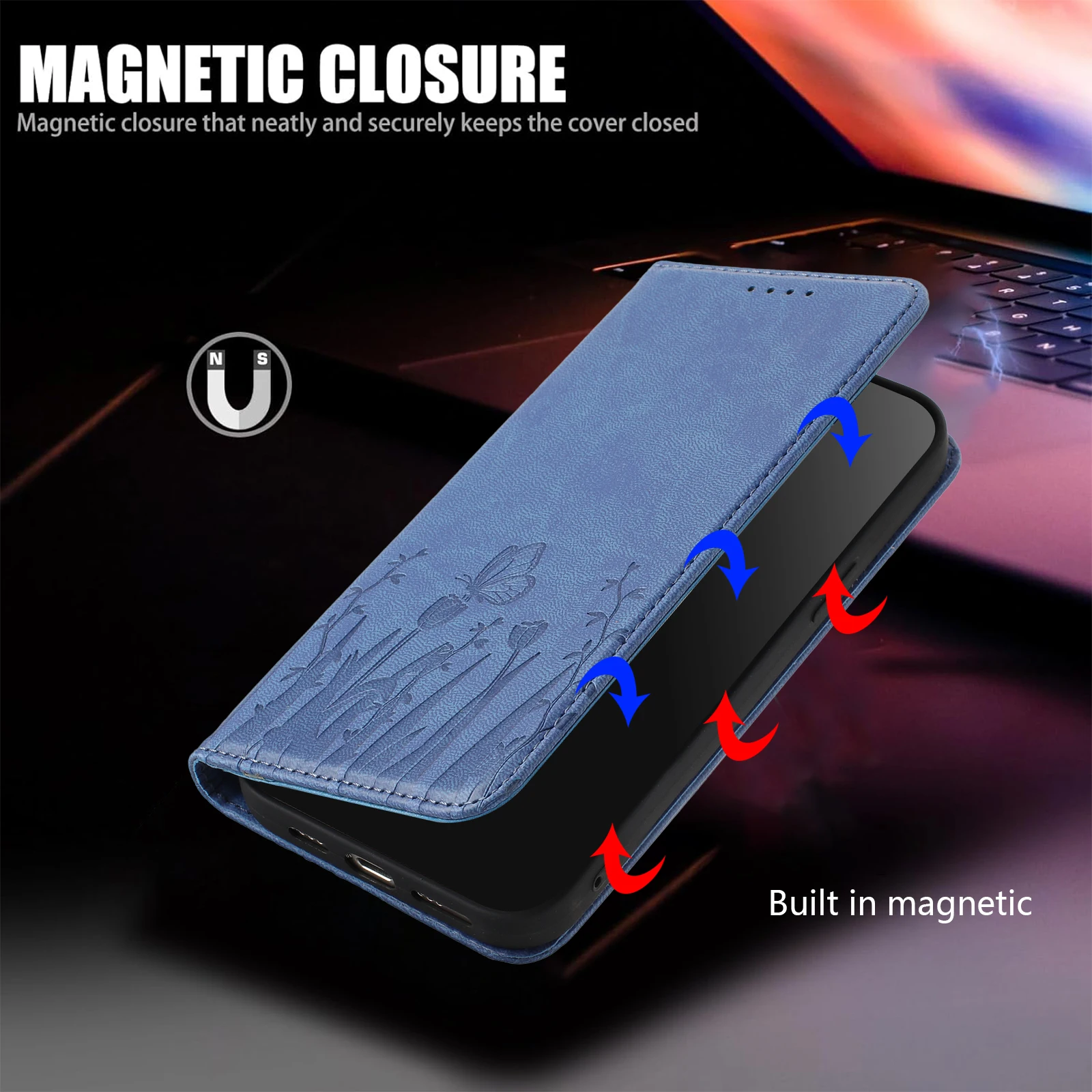 Premium Magnetic Leather Flip Wallet Phone Case - Stylish and Secure Back Cover