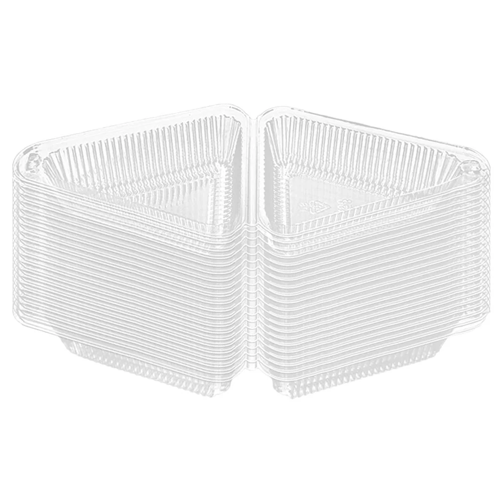 50 Pcs Cake Box Carrier Triangular Disposable Food Containers With Lids Clear Plastic Stackable To For Storage Dining