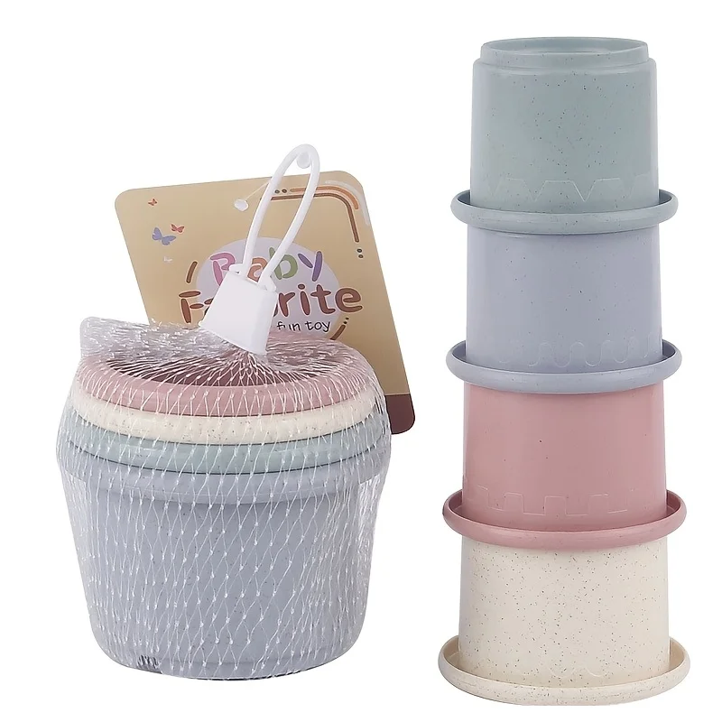 4pc Small Animal Stacking Cup Toy for Rabbits Hamsters Guinea Pigs,Hide Treat Dispenser,Nest Building Playset,Small Pet Supplies