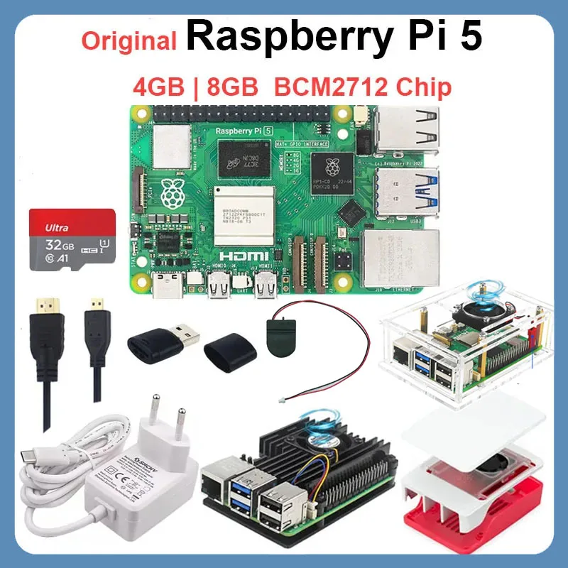 

Original Raspberry Pi 5 4G 8G RAM BCM2712 2.4GHz LPDDR4X-4267 VideoCore VII GPU 4Kp60 PCIe 2.0 RTC Optional Board Kit for RPI 5