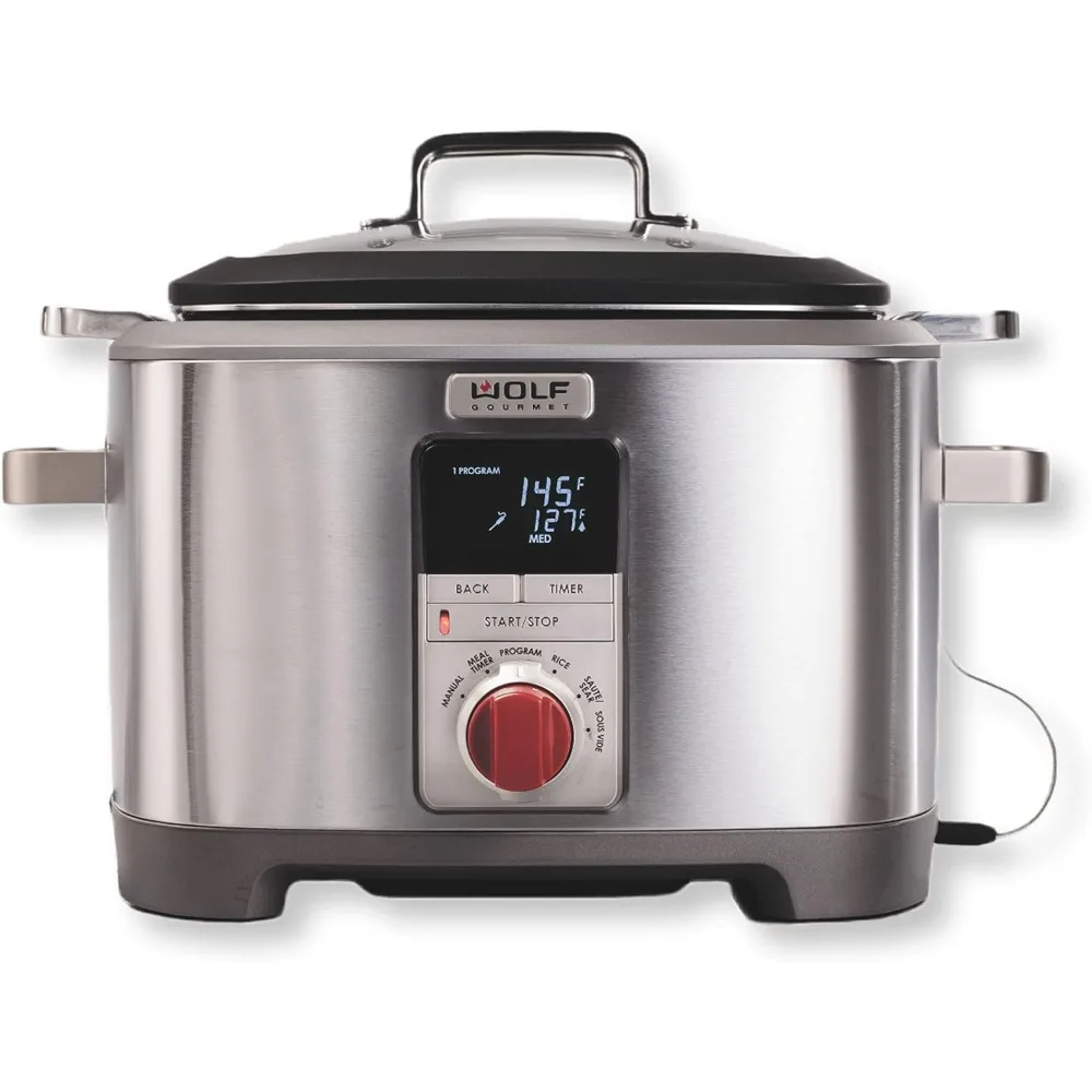 Programmable 6-in-1 Multi Cooker with Temperature Probe, 7 qrt, Slow Cook, Rice, Saut&eacute;, Sear, Sous Vide, Stainless Steel