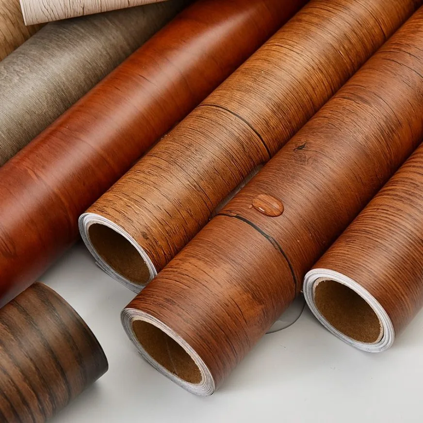 Self adhesive wallpaper peel and stick paper self adhesive liner 90cm Width Wood Grain Stickers Wardrobe Cupboard Table Furniture Waterproof Self Adhesive Wallpaper Home Decor Door Stickers