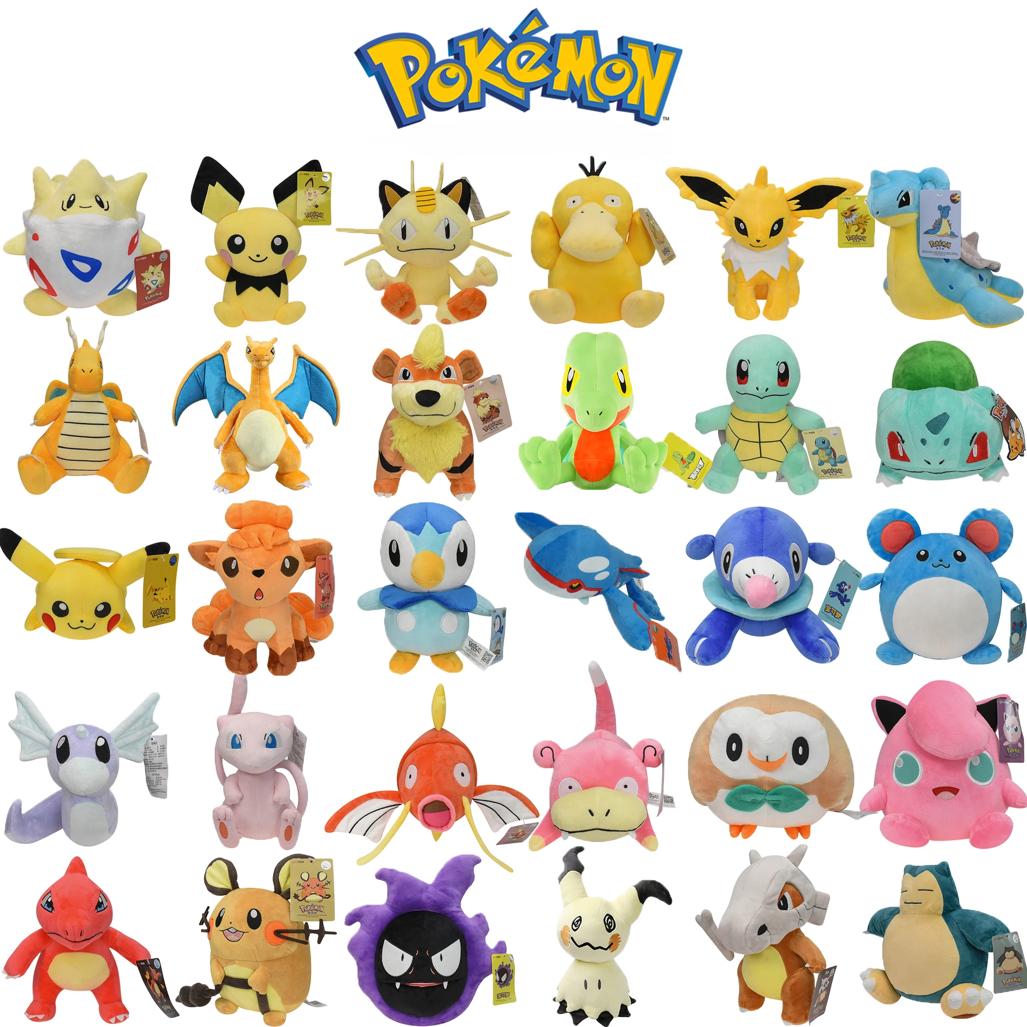 

POKEMON Plush Toys Jolteon Psyduck Meowth Pikachu Charizard Magikarp Vulpix Charmander Mimikyu Dedenne Mew Stuffed Doll Gift