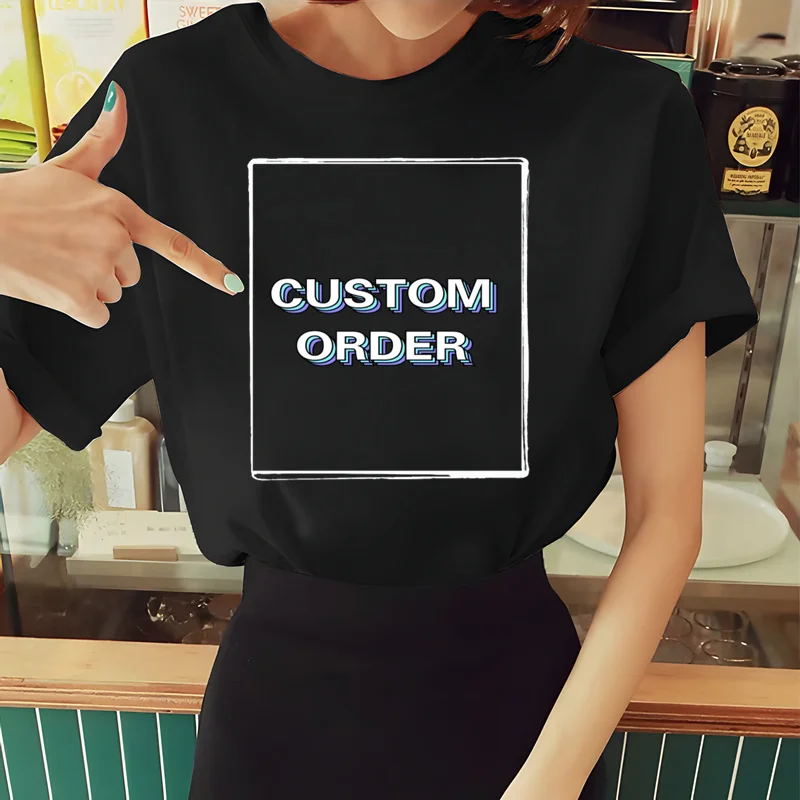 

Custom-made T-Shirt Women Short Sleeve Summer Fashion Tshirt Casual Black Fashion Tee Shirt Customize Tops
