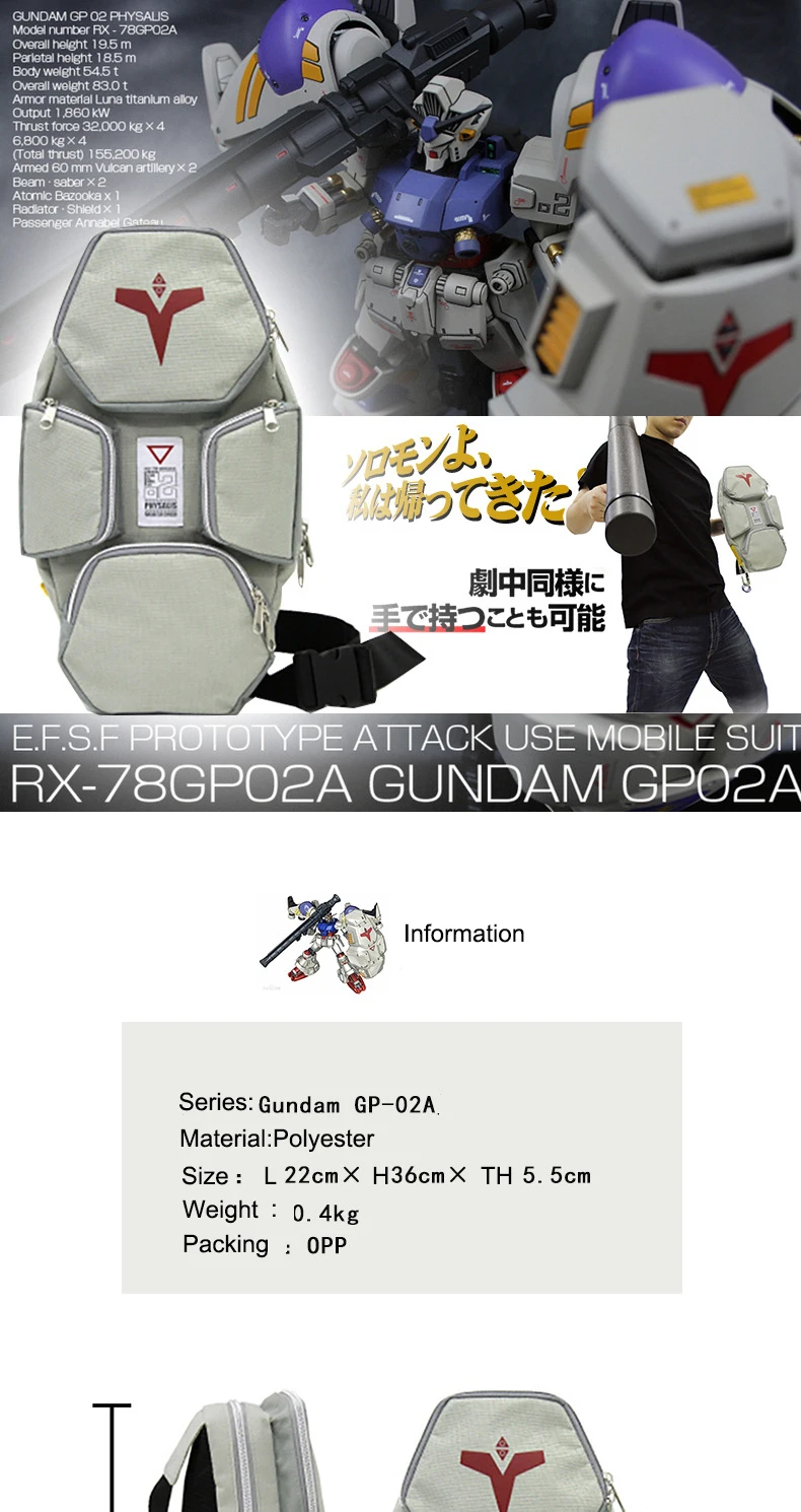 Brdwn GUNDAM Unisex Gundam GP-02A Schildform Cosplay Polyester Umhängetasche Brusttasche – Detail 1