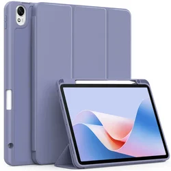 Premium Trifold Leather Stand Case with Pen Slot - Soft Back Cover for Matepad 11.5 2023 (Lavender)