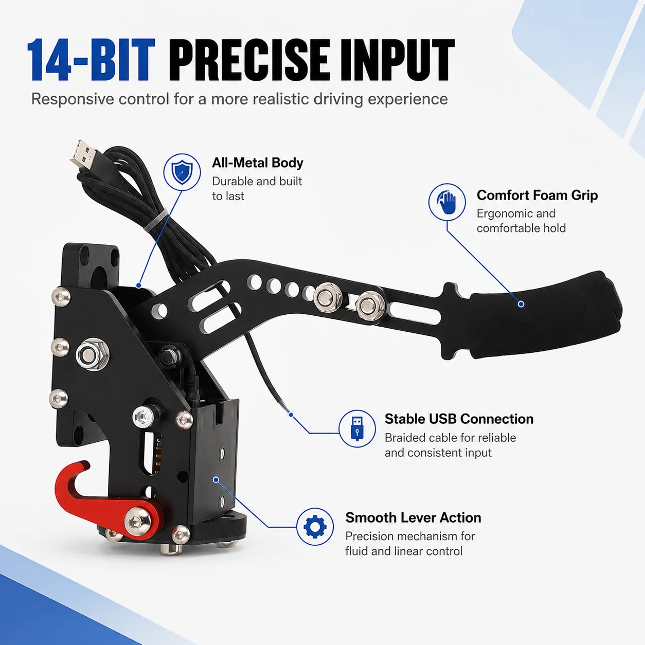 14비트 PC USB 핸드브레이크 레이싱 시뮬레이터 (로지텍 G25 G27 G29, 트러스트마스터 T300 T500, 파나텍 OSW LFS, 더트 랠리 시뮬레이션 게임용)