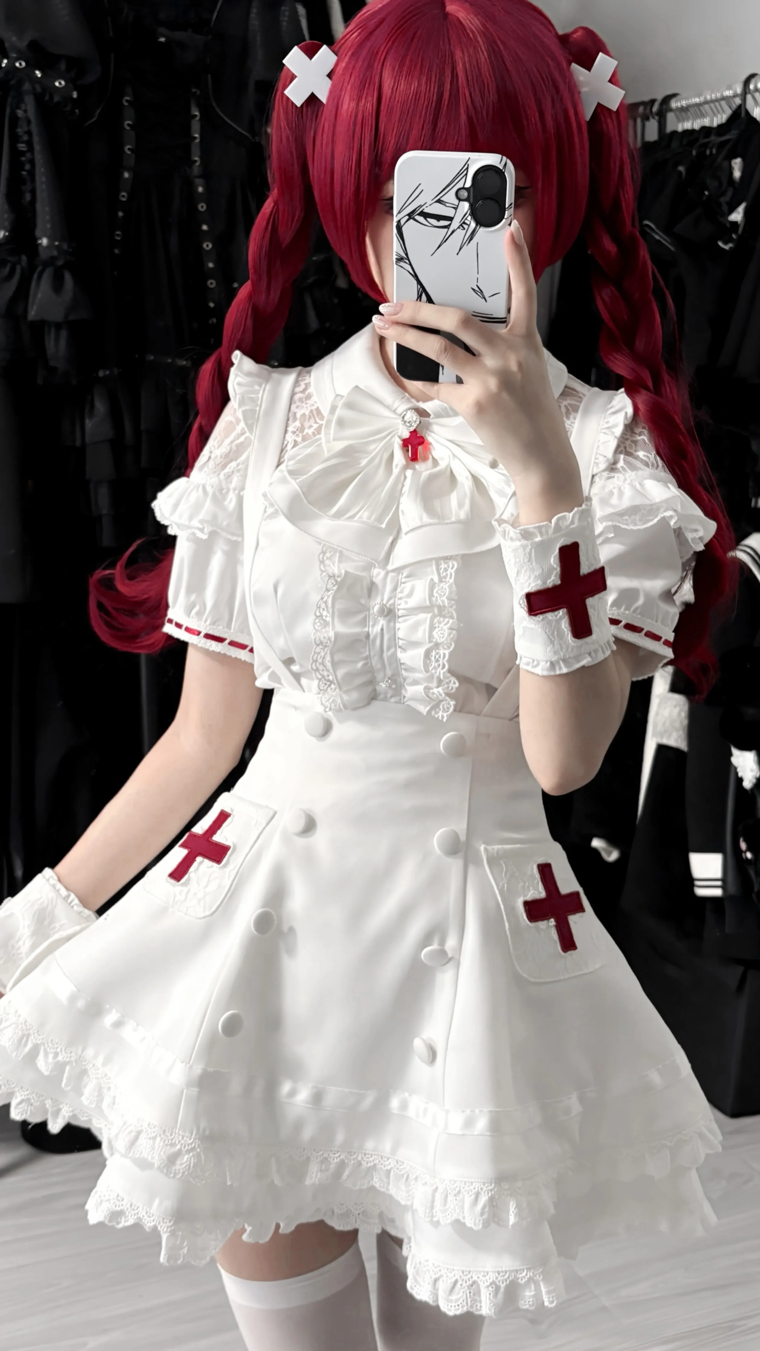 Women's White Gothic Lolita Two-Piece Set