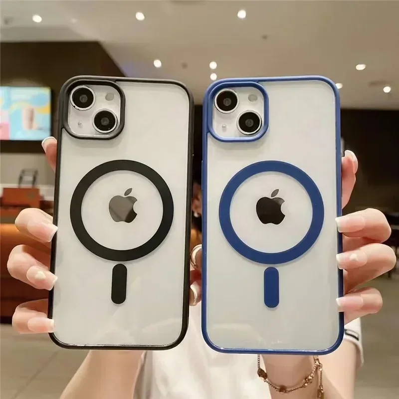 

2024 New Magnetic Wireless Charging Matte Transparent Acrylic Hard Case For iPhone 15 13 12 14 Pro Max 11 X XR XS 7 8 Plus Cover