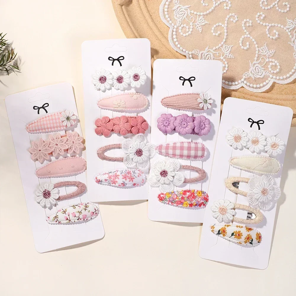 5Pcs/set BB Clips for Kids Hair Accessories Sweet Printe Hairbangs Hairclip Girls Barrette Ins Style Daisy Hairpin Ornaments 4